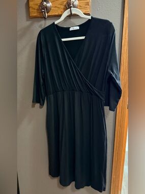 Black Vneck Midi Dress